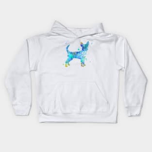 Blue Chihuahua Watercolor Painting Kids Hoodie